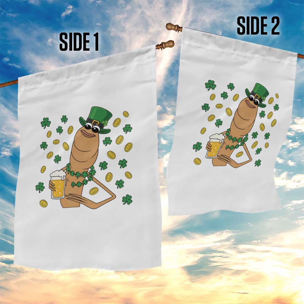 Marcus The Worm St Patricks Day Garden Flag Funny Drinking Irish Beer Ireland