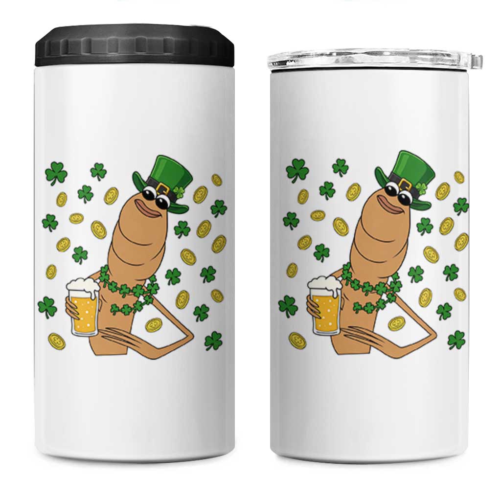 Marcus The Worm St Patricks Day 4 in 1 Can Cooler Tumbler Funny Drinking Irish Beer Ireland