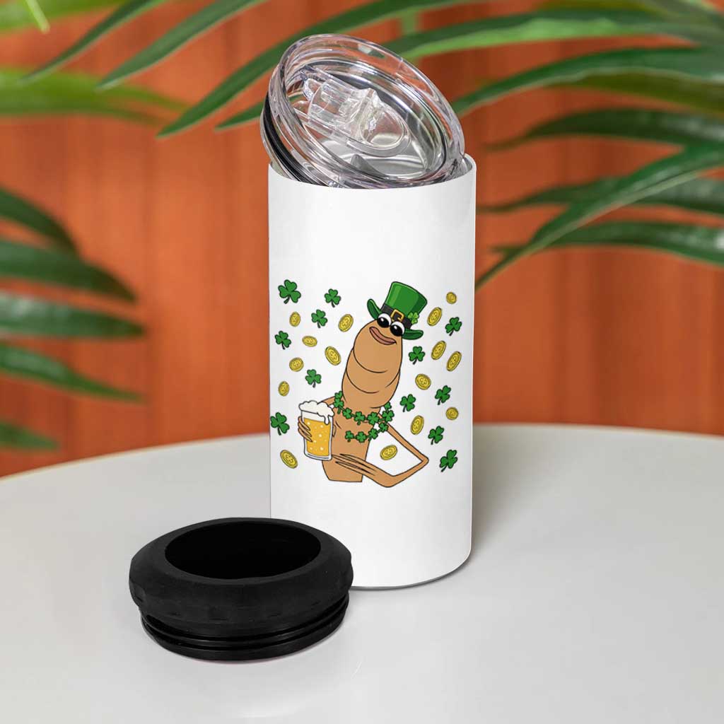 Marcus The Worm St Patricks Day 4 in 1 Can Cooler Tumbler Funny Drinking Irish Beer Ireland