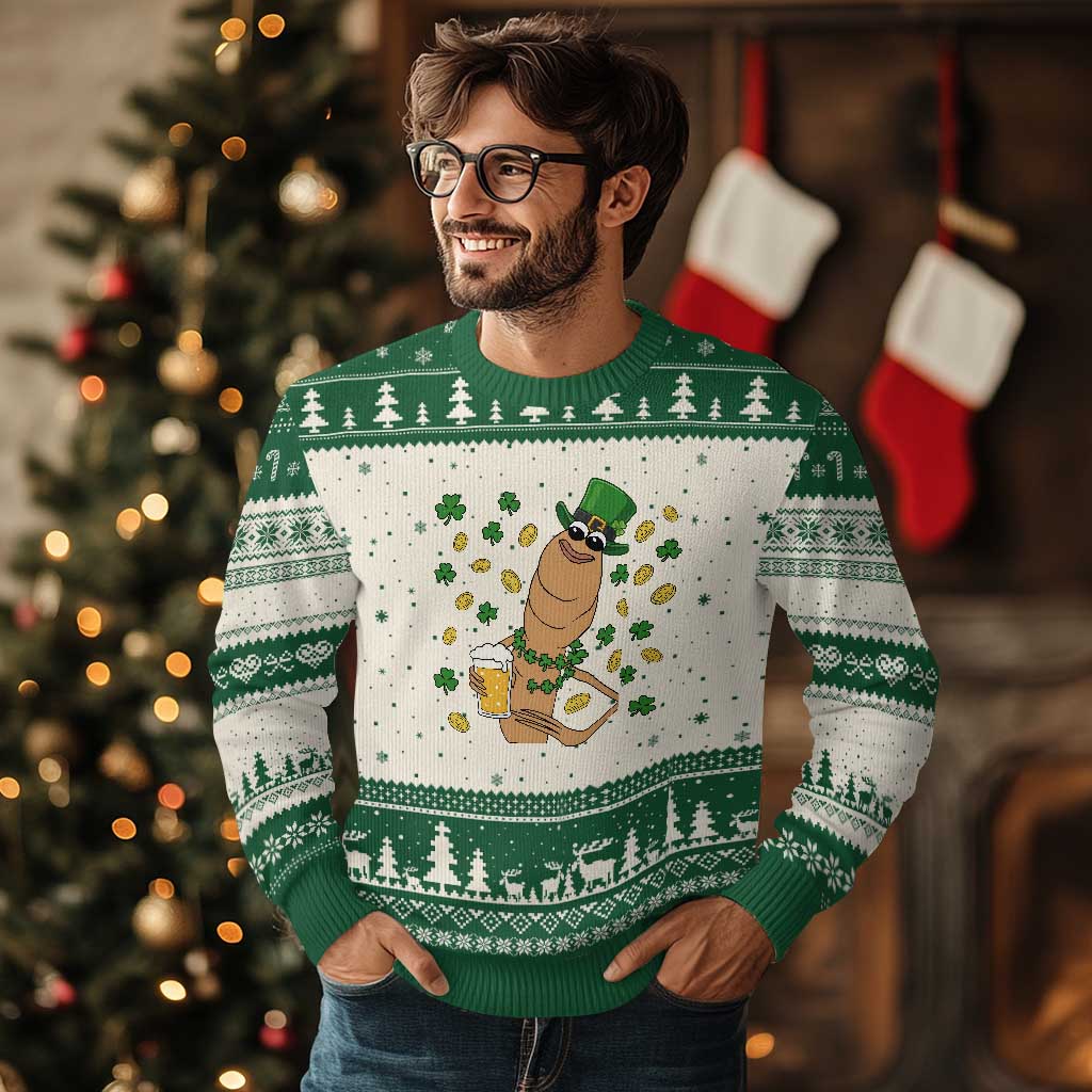 Marcus The Worm St Patricks Day Ugly Christmas Sweater Funny Drinking Irish Beer Ireland
