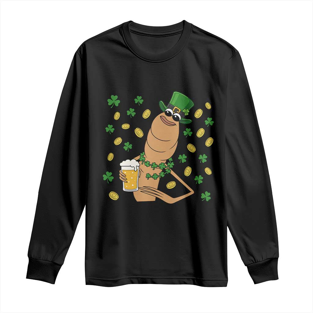Marcus The Worm St Patricks Day Long Sleeve Shirt Funny Drinking Irish Beer Ireland