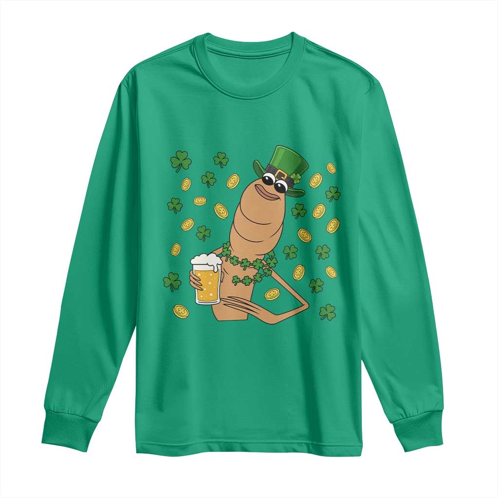 Marcus The Worm St Patricks Day Long Sleeve Shirt Funny Drinking Irish Beer Ireland