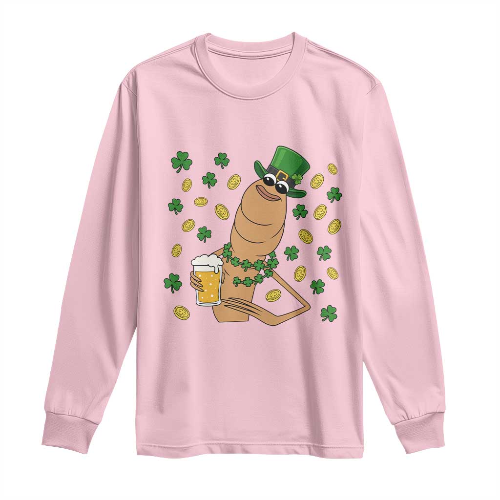 Marcus The Worm St Patricks Day Long Sleeve Shirt Funny Drinking Irish Beer Ireland