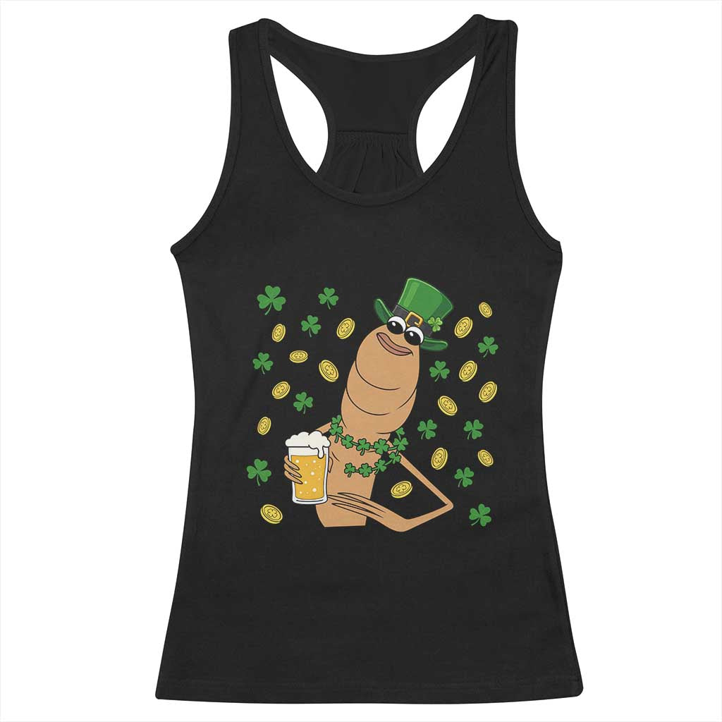 Marcus The Worm St Patricks Day Racerback Tank Top Funny Drinking Irish Beer Ireland