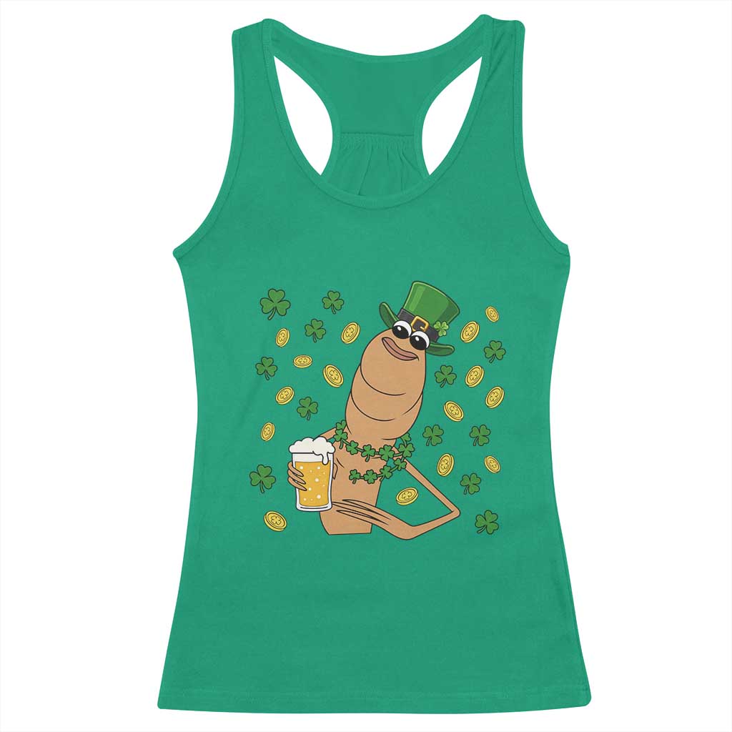 Marcus The Worm St Patricks Day Racerback Tank Top Funny Drinking Irish Beer Ireland