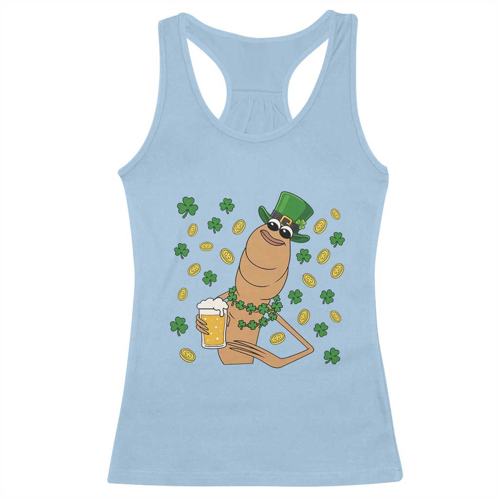 Marcus The Worm St Patricks Day Racerback Tank Top Funny Drinking Irish Beer Ireland
