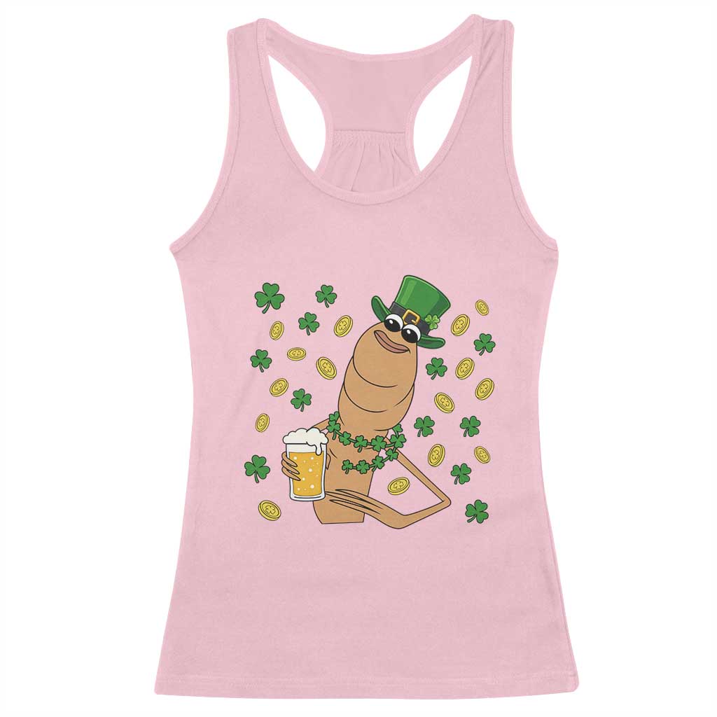 Marcus The Worm St Patricks Day Racerback Tank Top Funny Drinking Irish Beer Ireland