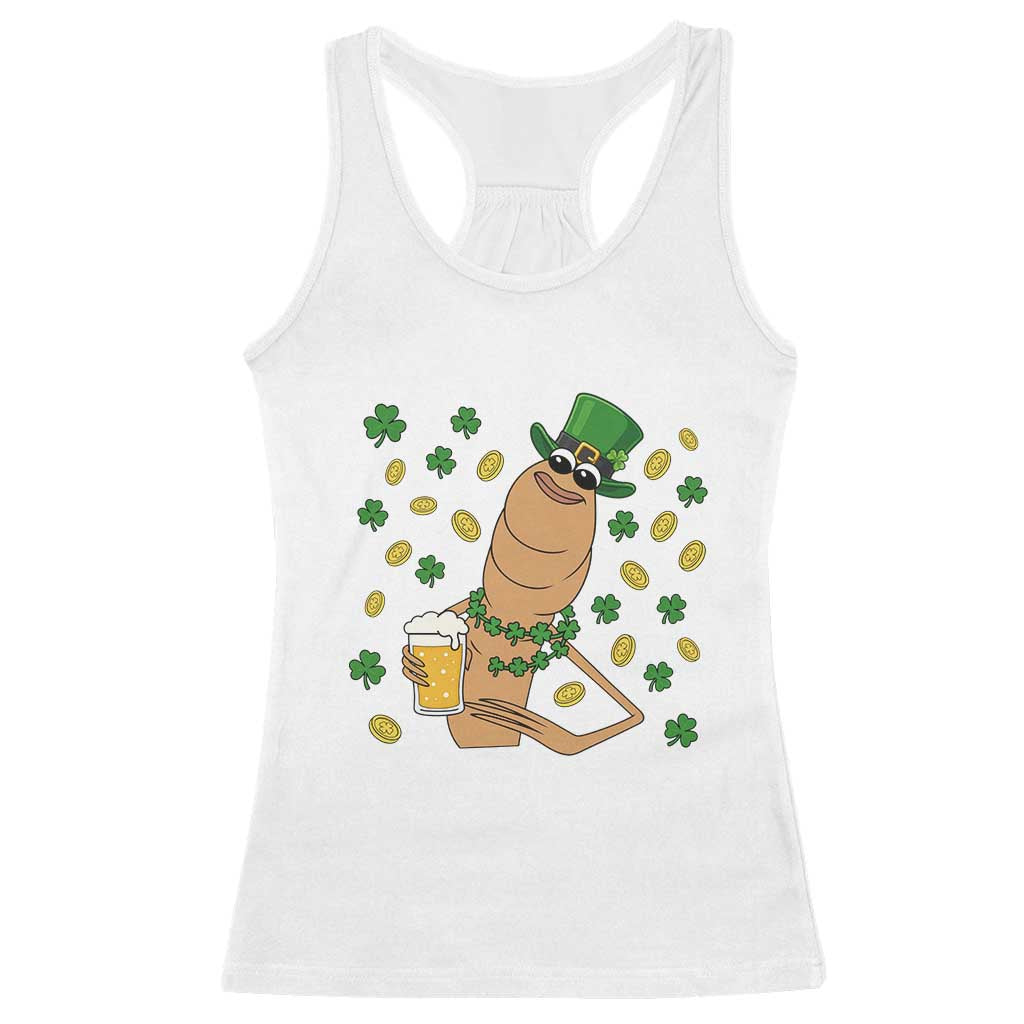 Marcus The Worm St Patricks Day Racerback Tank Top Funny Drinking Irish Beer Ireland