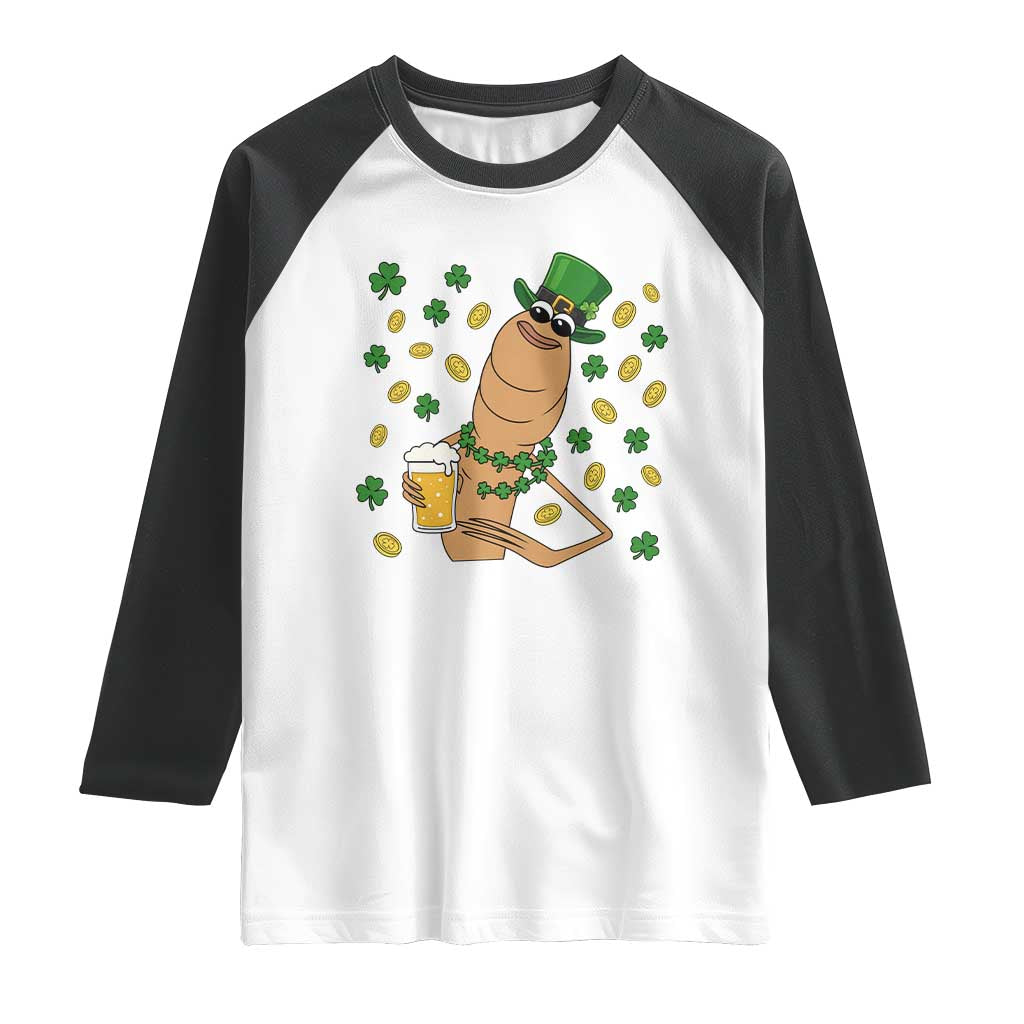 Marcus The Worm St Patricks Day Raglan Shirt Funny Drinking Irish Beer Ireland