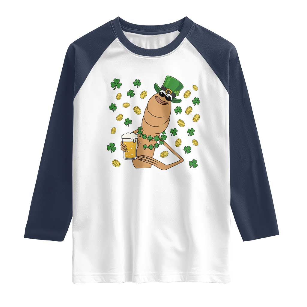 Marcus The Worm St Patricks Day Raglan Shirt Funny Drinking Irish Beer Ireland