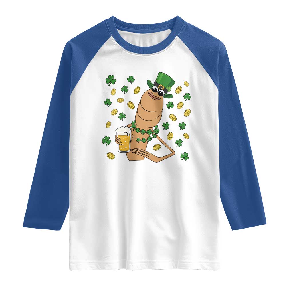 Marcus The Worm St Patricks Day Raglan Shirt Funny Drinking Irish Beer Ireland