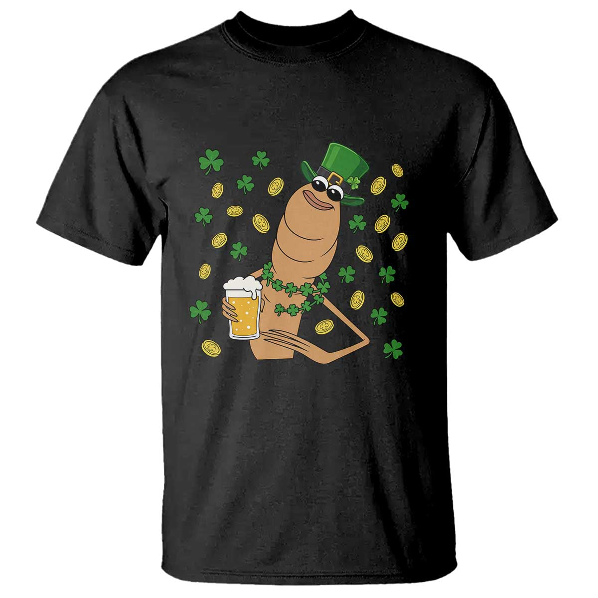 Marcus The Worm St Patricks Day T Shirt Funny Drinking Irish Beer Ireland