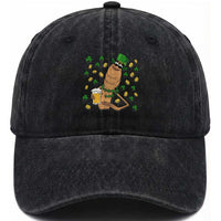 Marcus The Worm St Patricks Day Washed Cotton Baseball Cap Funny Drinking Irish Beer Ireland