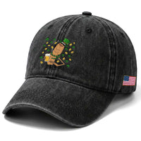 Marcus The Worm St Patricks Day Washed Cotton Baseball Cap Funny Drinking Irish Beer Ireland