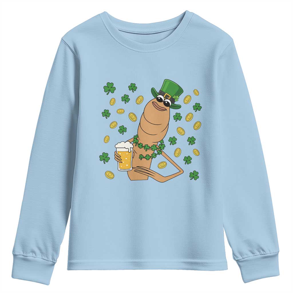 Marcus The Worm St Patricks Day Youth Sweatshirt Funny Drinking Irish Beer Ireland