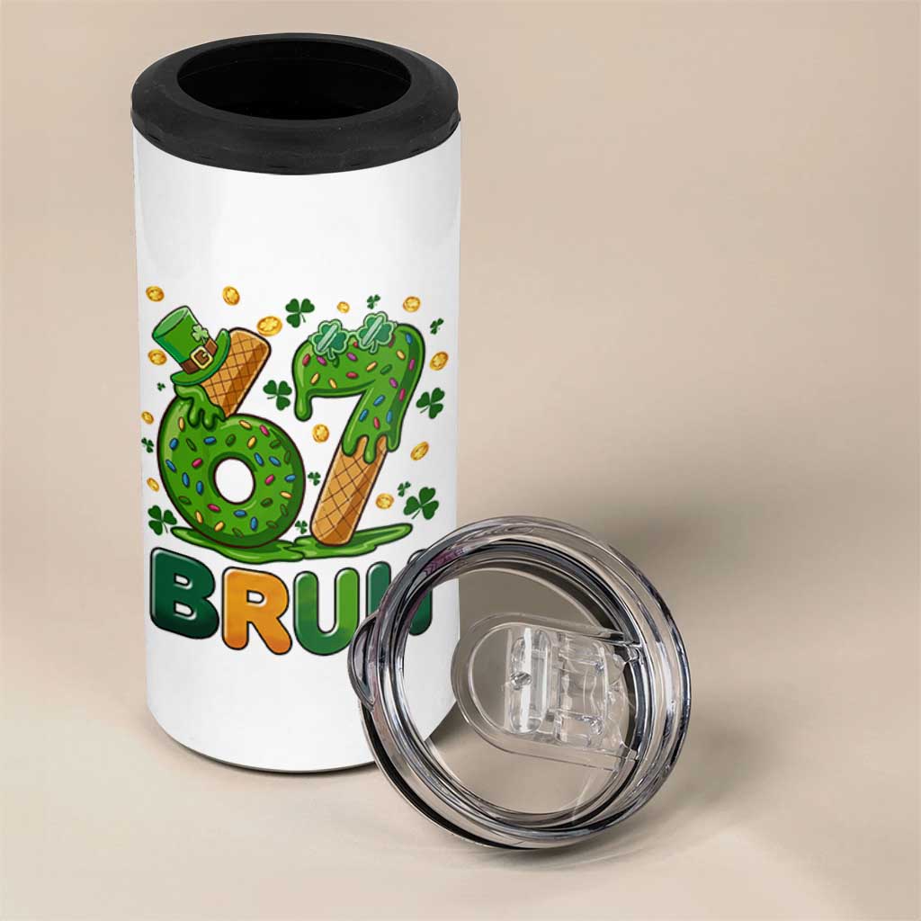 67 St Patricks Day 4 in 1 Can Cooler Tumbler Funny Six Seven Bruh Meme