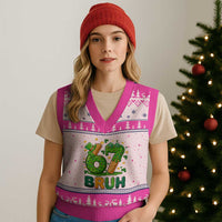 67 St Patricks Day V-Neck Knit Sweater Vest Funny Six Seven Bruh Meme