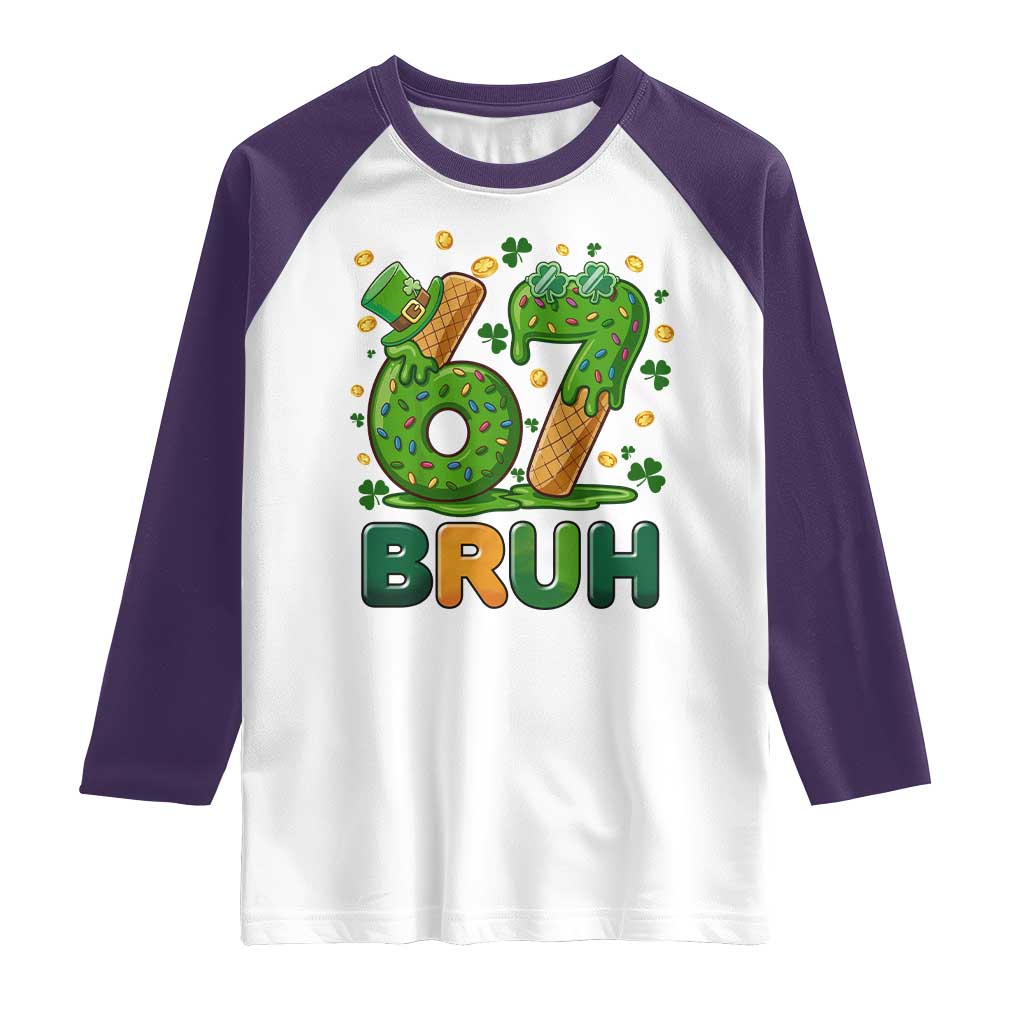 67 St Patricks Day Raglan Shirt Funny Six Seven Bruh Meme