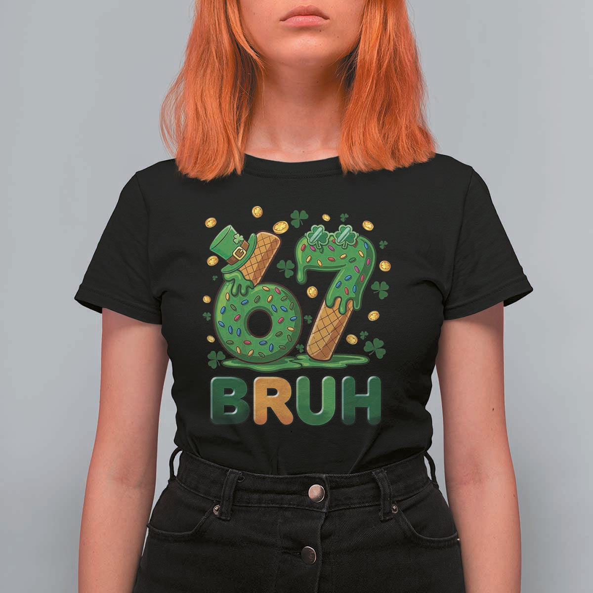 67 St Patricks Day T Shirt For Women Funny Six Seven Bruh Meme
