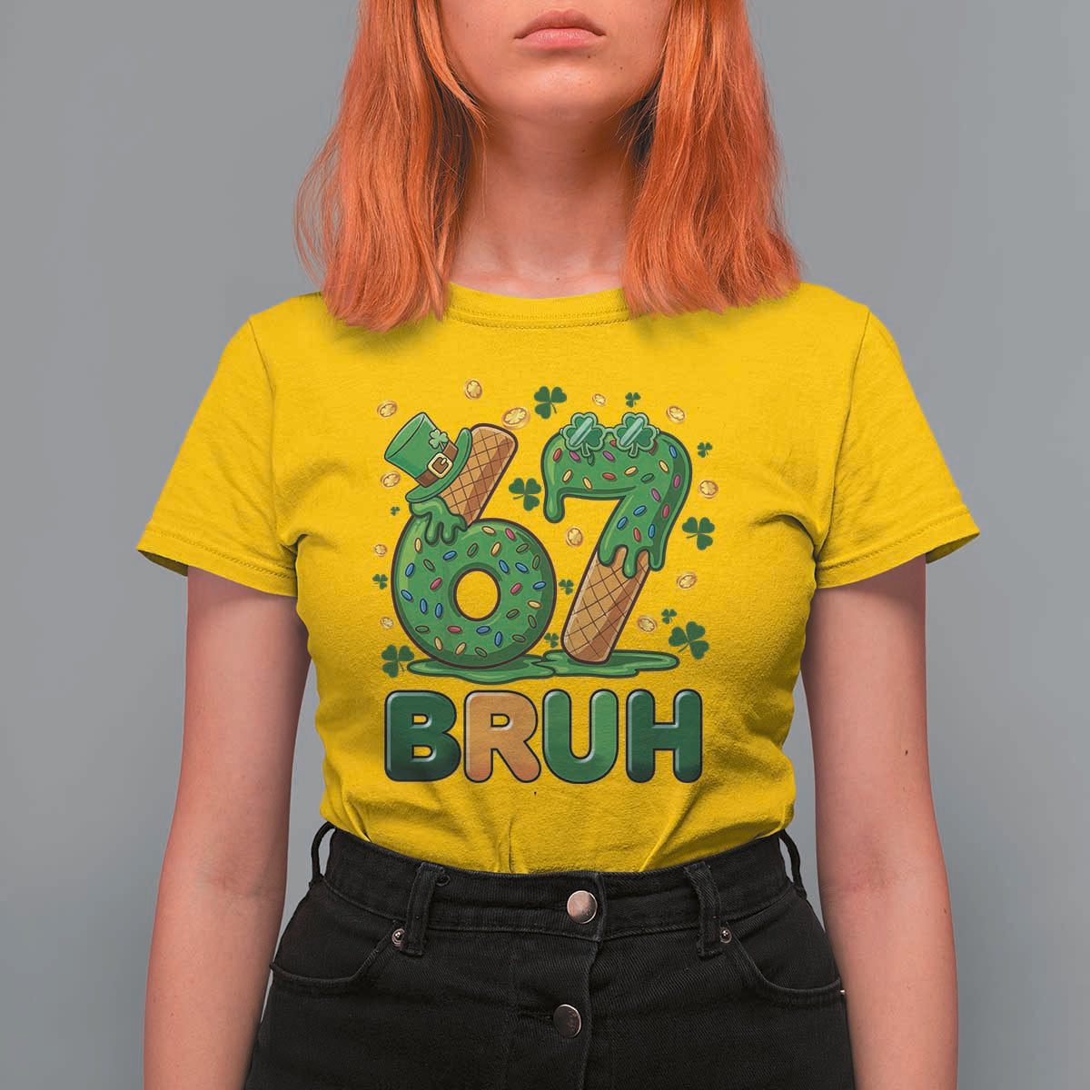 67 St Patricks Day T Shirt For Women Funny Six Seven Bruh Meme