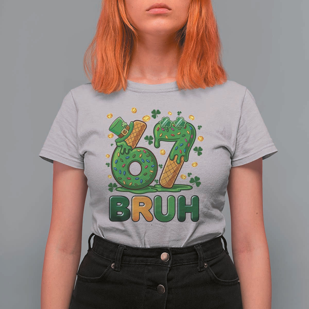67 St Patricks Day T Shirt For Women Funny Six Seven Bruh Meme