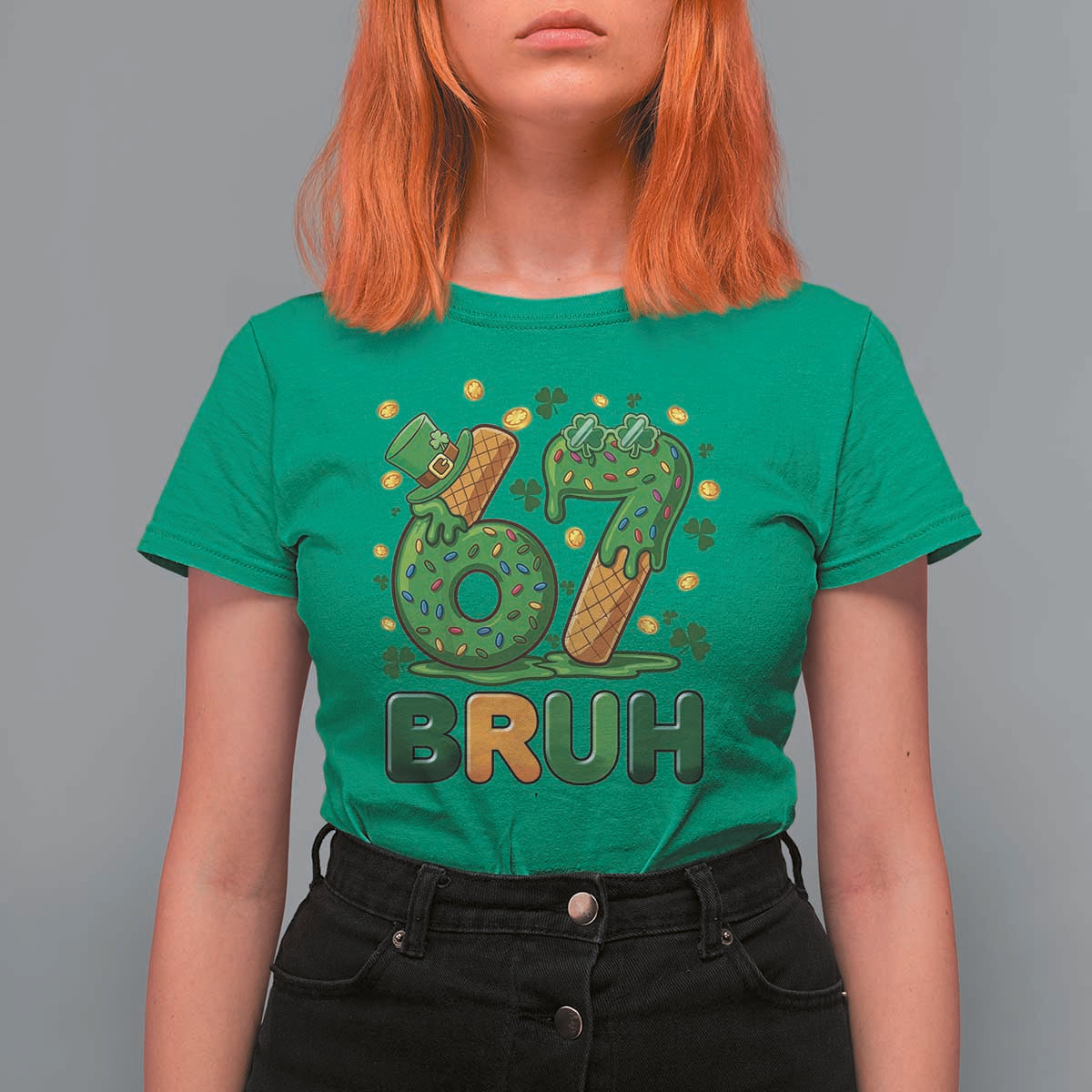 67 St Patricks Day T Shirt For Women Funny Six Seven Bruh Meme