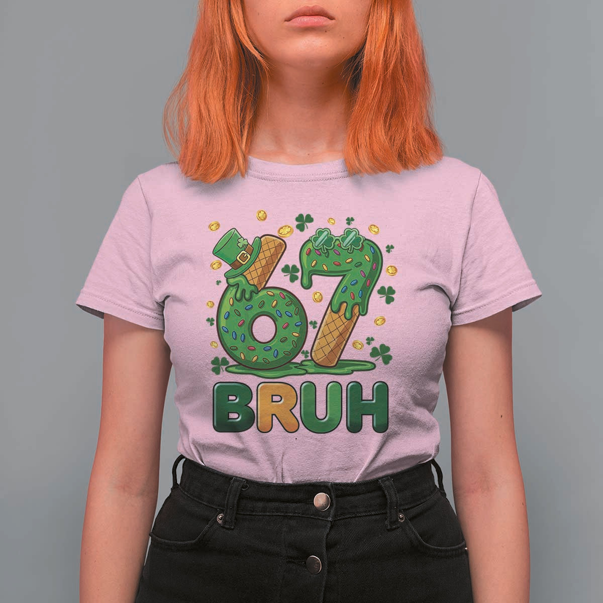 67 St Patricks Day T Shirt For Women Funny Six Seven Bruh Meme