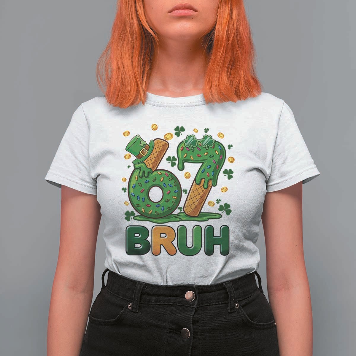 67 St Patricks Day T Shirt For Women Funny Six Seven Bruh Meme