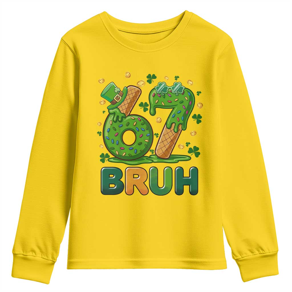 67 St Patricks Day Youth Sweatshirt Funny Six Seven Bruh Meme
