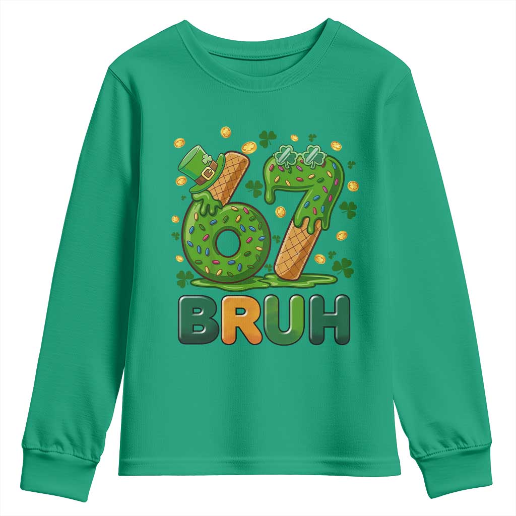 67 St Patricks Day Youth Sweatshirt Funny Six Seven Bruh Meme