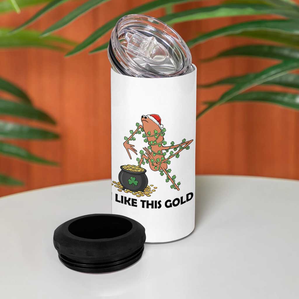 Marcus The Worm St Patricks Day 4 in 1 Can Cooler Tumbler I Like This Gold