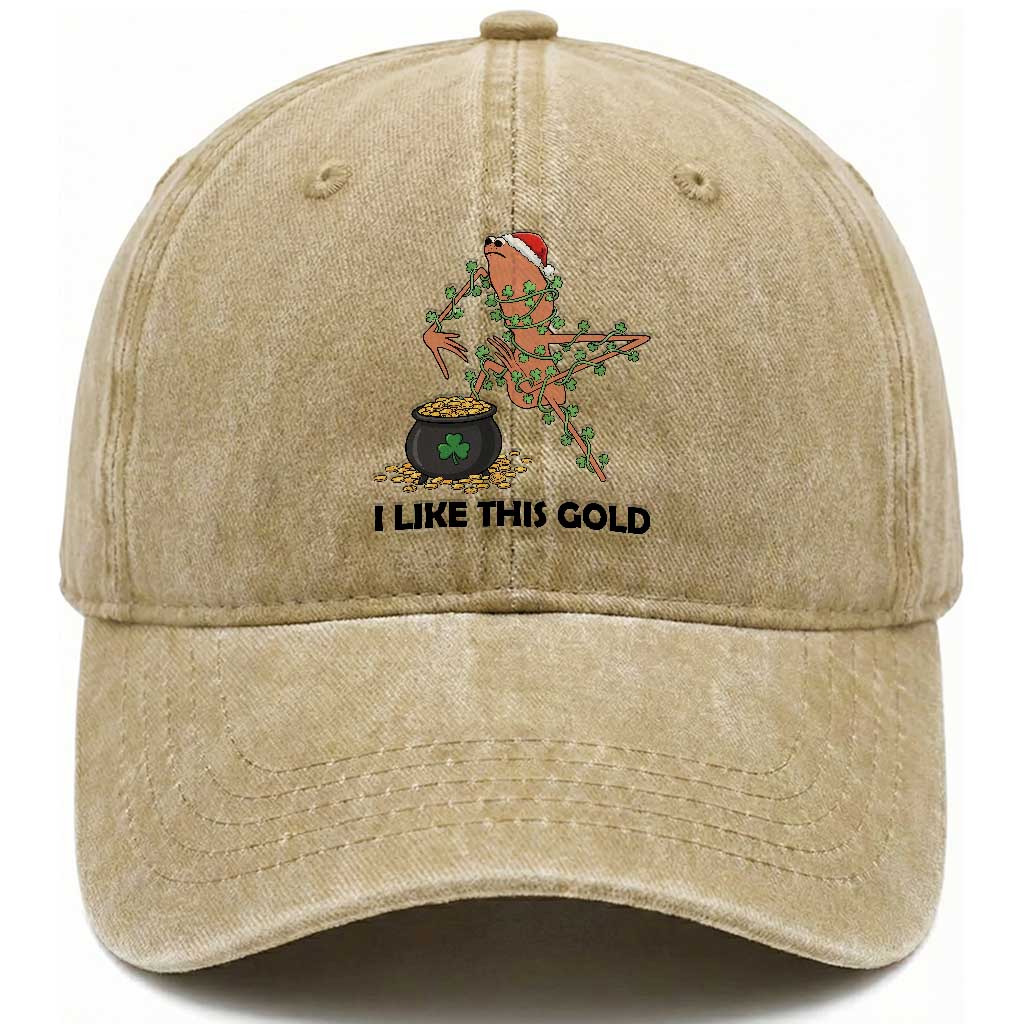 Marcus The Worm St Patricks Day Washed Cotton Baseball Cap I Like This Gold