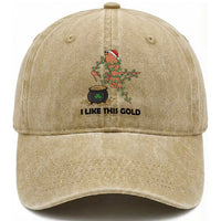 Marcus The Worm St Patricks Day Washed Cotton Baseball Cap I Like This Gold