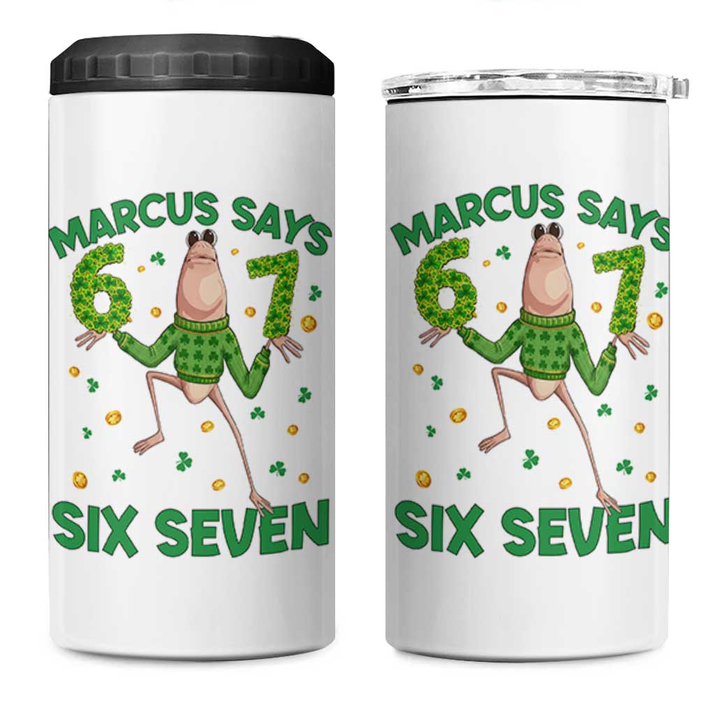 Marcus The Worm St Patricks Day 4 in 1 Can Cooler Tumbler Funny 67 Six Seven Hands Meme