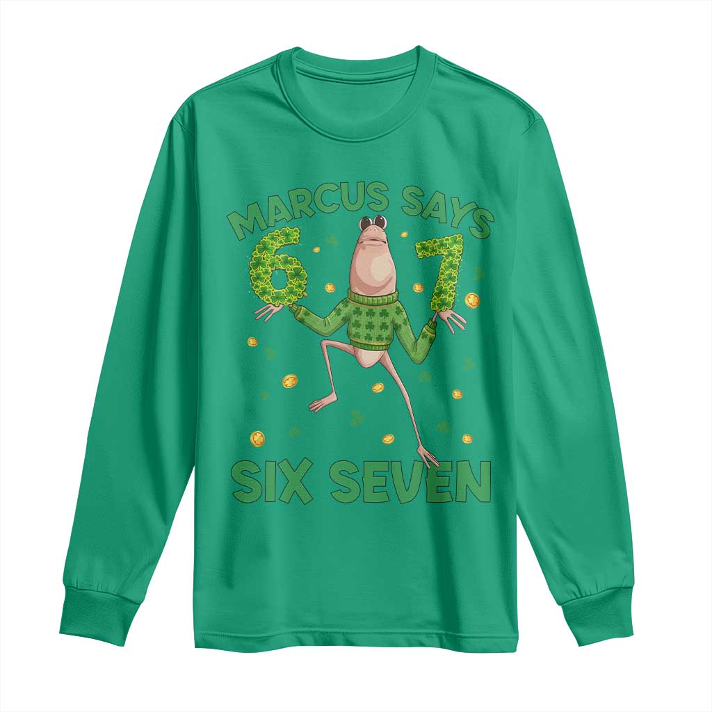 Marcus The Worm St Patricks Day Long Sleeve Shirt Funny 67 Six Seven Hands Meme