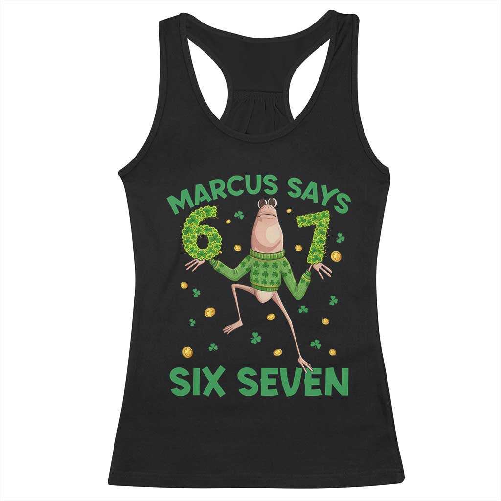 Marcus The Worm St Patricks Day Racerback Tank Top Funny 67 Six Seven Hands Meme