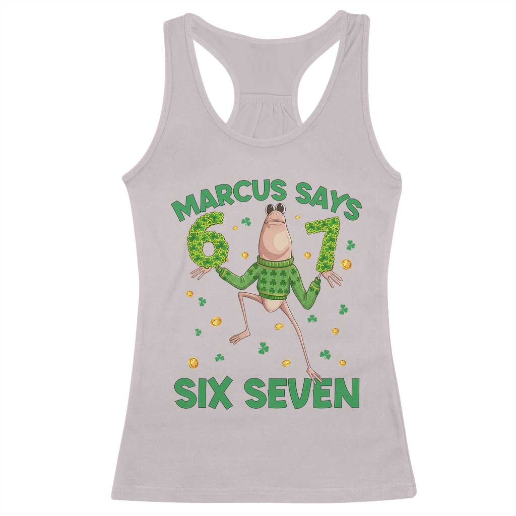 Marcus The Worm St Patricks Day Racerback Tank Top Funny 67 Six Seven Hands Meme