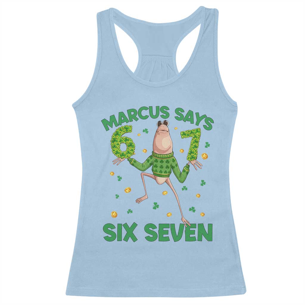Marcus The Worm St Patricks Day Racerback Tank Top Funny 67 Six Seven Hands Meme