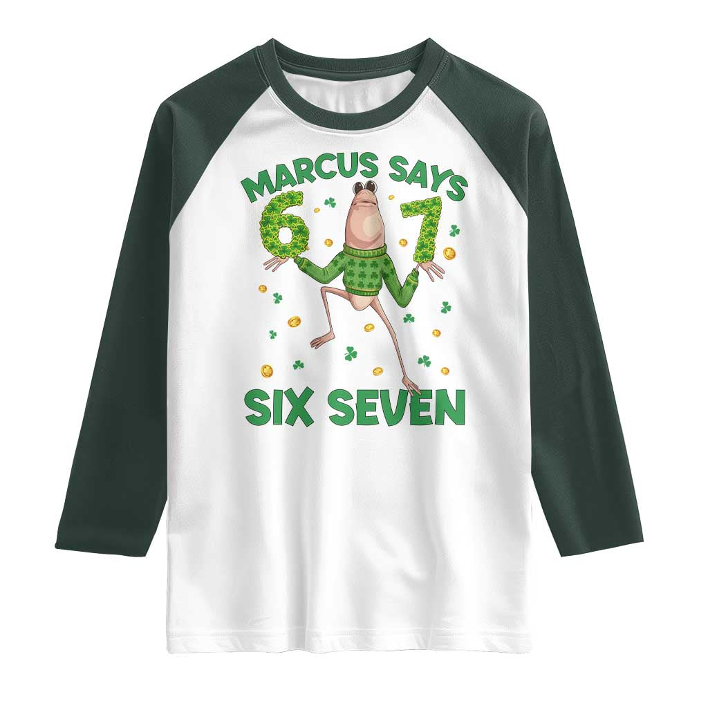 Marcus The Worm St Patricks Day Raglan Shirt Funny 67 Six Seven Hands Meme