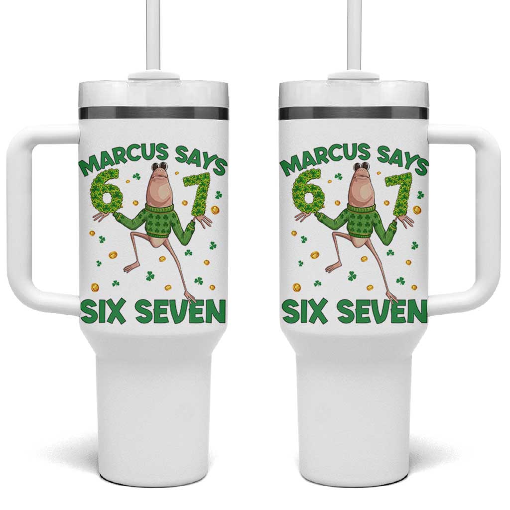 Marcus The Worm St Patricks Day Tumbler With Handle Funny 67 Six Seven Hands Meme