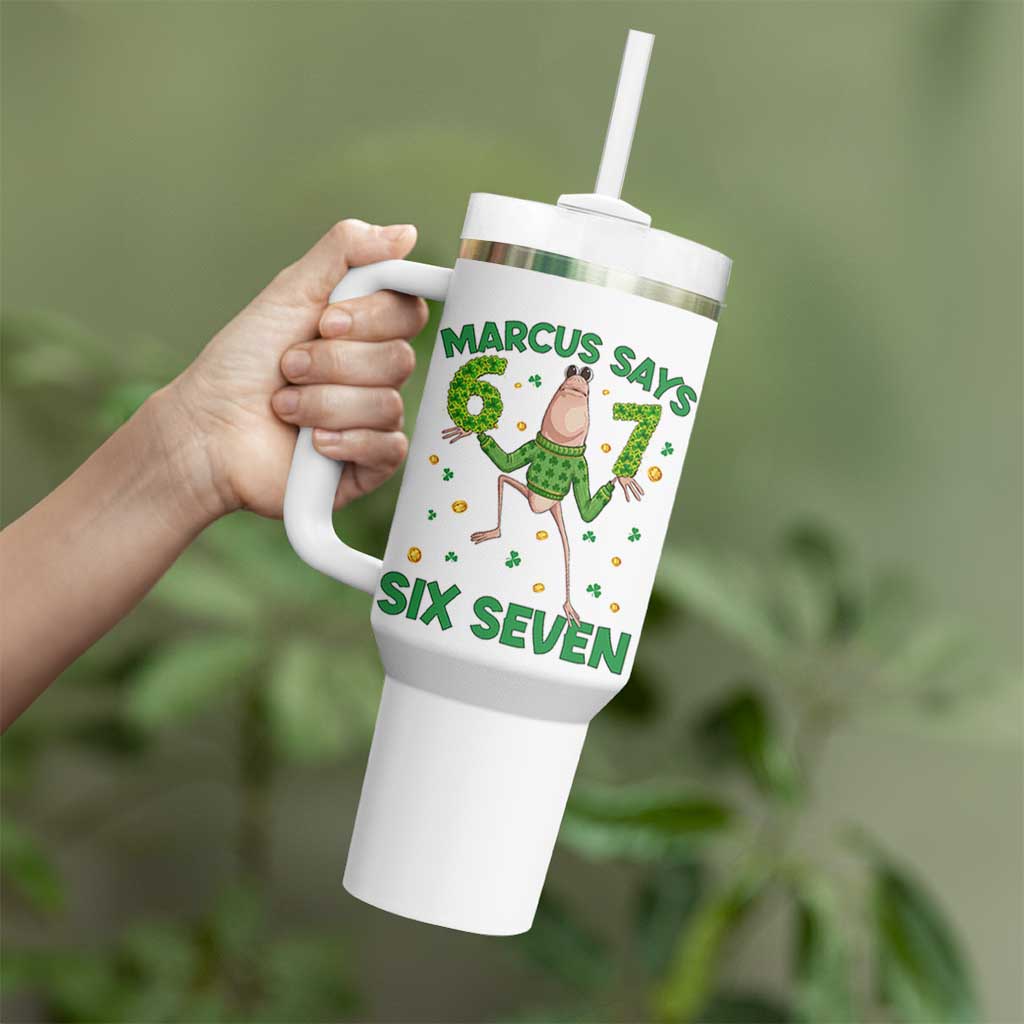 Marcus The Worm St Patricks Day Tumbler With Handle Funny 67 Six Seven Hands Meme