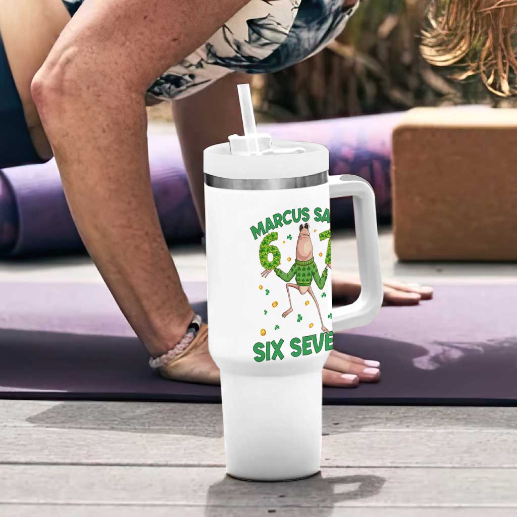 Marcus The Worm St Patricks Day Tumbler With Handle Funny 67 Six Seven Hands Meme