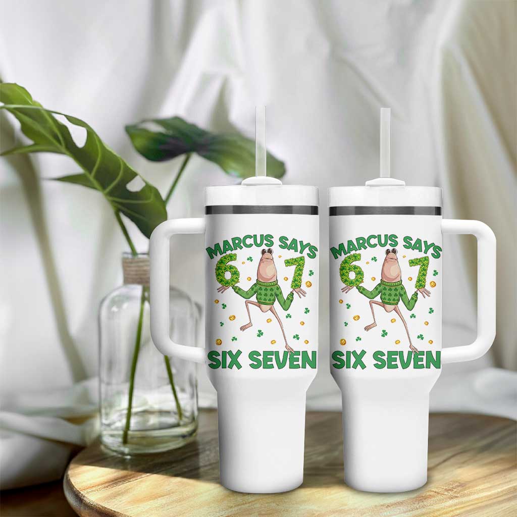 Marcus The Worm St Patricks Day Tumbler With Handle Funny 67 Six Seven Hands Meme