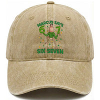 Marcus The Worm St Patricks Day Washed Cotton Baseball Cap Funny 67 Six Seven Hands Meme
