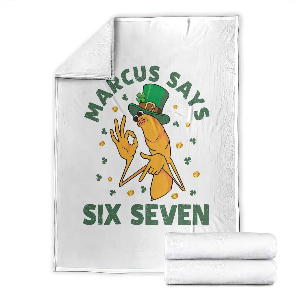 67 St Patricks Day Throw Blanket Funny Marcus The Worm Say Six Seven Meme