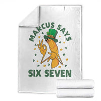 67 St Patricks Day Throw Blanket Funny Marcus The Worm Say Six Seven Meme