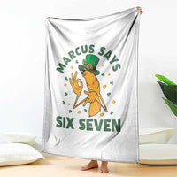 67 St Patricks Day Throw Blanket Funny Marcus The Worm Say Six Seven Meme