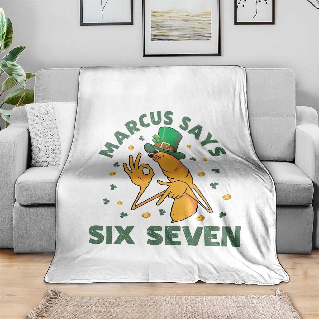 67 St Patricks Day Throw Blanket Funny Marcus The Worm Say Six Seven Meme
