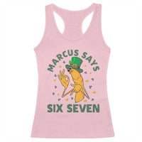 67 St Patricks Day Racerback Tank Top Funny Marcus The Worm Say Six Seven Meme