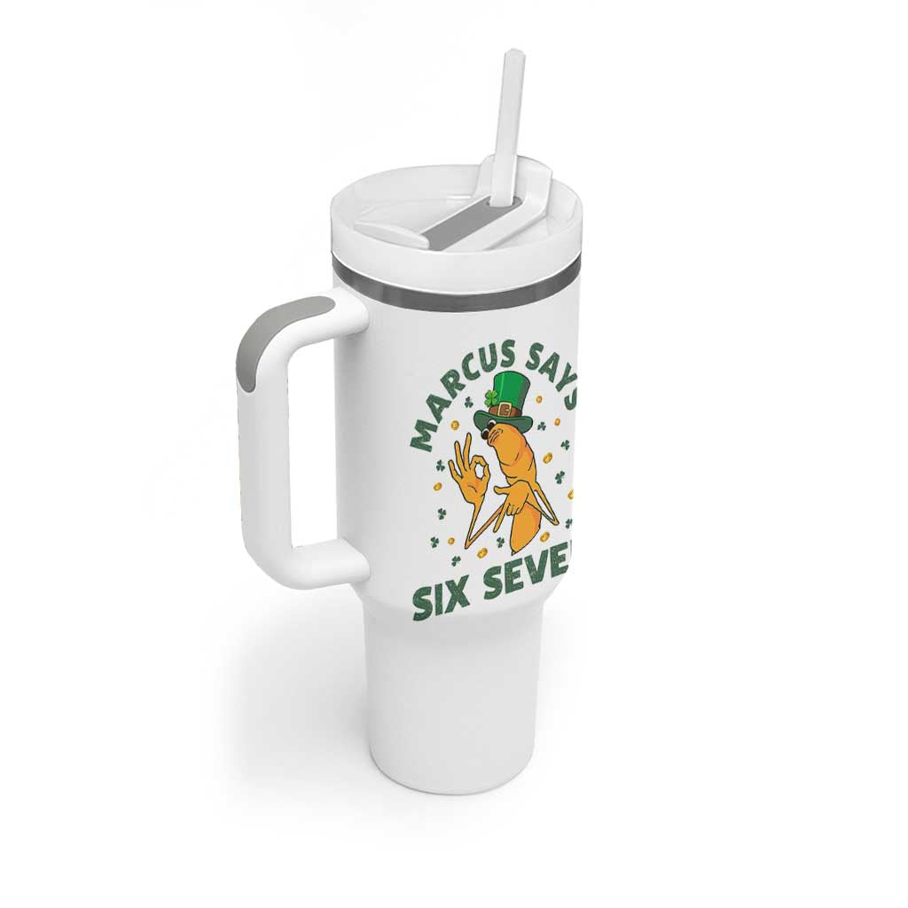 67 St Patricks Day Tumbler With Handle Funny Marcus The Worm Say Six Seven Meme